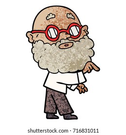 cartoon curious man with beard and glasses