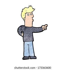 cartoon curious man pointing