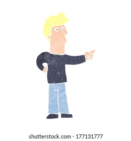 cartoon curious man pointing