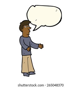 cartoon curious man with speech bubble