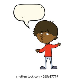 cartoon curious man with speech bubble