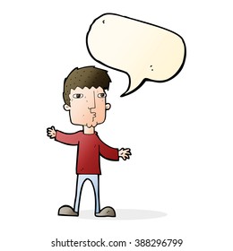 Cartoon-Neugierige mit Sprachblase