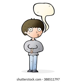 cartoon curious man with speech bubble