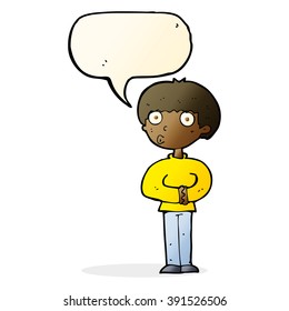 cartoon curious man with speech bubble
