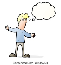 cartoon curious man with thought bubble