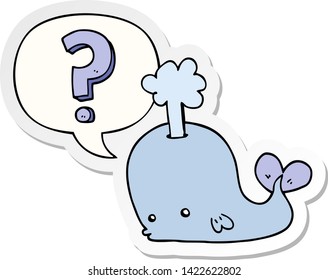 cartoon curious whale with speech bubble sticker