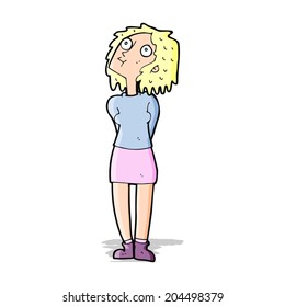 cartoon curious woman
