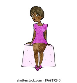 cartoon curious woman sitting
