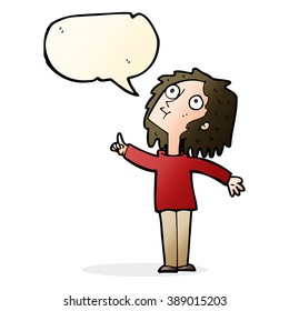 cartoon curious woman with speech bubble