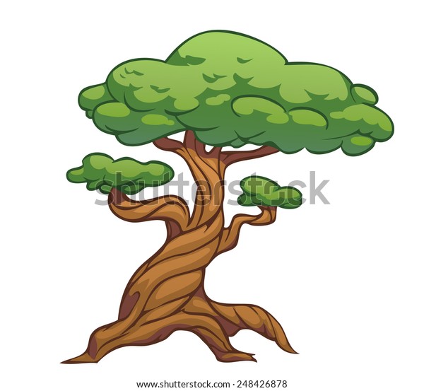 Cartoon Curvy Tree Stock Vector (Royalty Free) 248426878