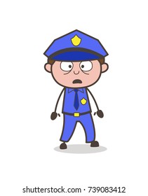Cartoon Custom-Officer Anguished Face Vector