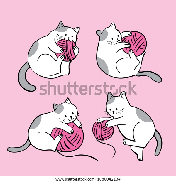 cat playing yarn