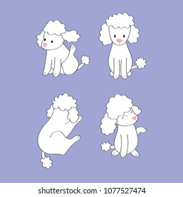 Cartoon cute actions lovely  white poodle vector.