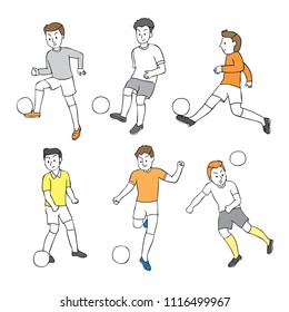 Cartoon cute actions player soccer
 vector.