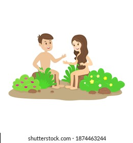 Cartoon Cute Adam and Eva vector