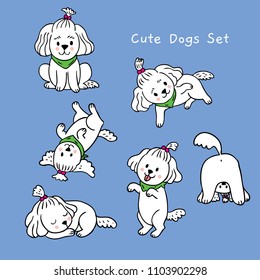 Cartoon cute adorable white dog vector.