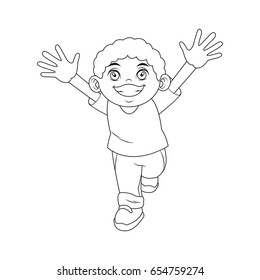 cartoon cute african boy cheerful image