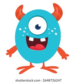 Cartoon cute alien with funny excited face expression
