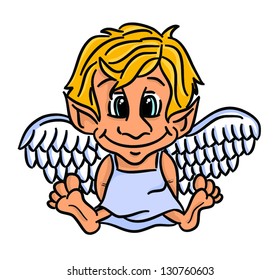 Cartoon cute angel (vector)
