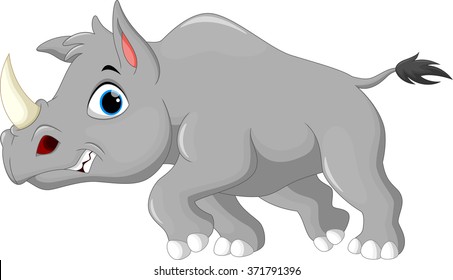 Cartoon cute angry rhino 