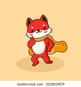 Cartoon Cute Animal Fox Vector Editable Colorful Drawing Illustration