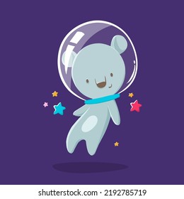 Cartoon cute animals astronaut mouse in space cosmos for design, books, print, design, poster, greeting card, postcard