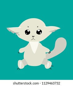 Cartoon cute animals for baby card and invitation. Vector illustration.Toy alien animal, fluffy author's creature gray.