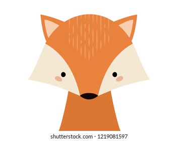 Cartoon cute animals for baby card and invitation. Vector illustration. fox.