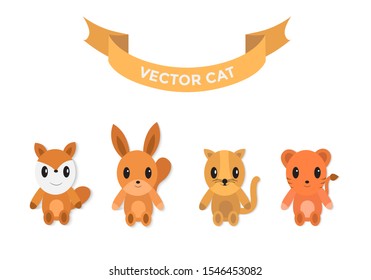 Cartoon cute animals for baby card and invitation. Vector illustration. Lion, dog, bunny, bear, panda, tiger, cat, fox, squirrel ,vektor art flat ilustration animal , poster,t-shirt children,sticker.