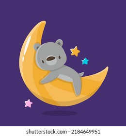 Cartoon cute animals for baby card koala on the moon in space cosmos for design, books, print, design, poster, greeting card, postcard