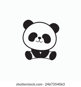 Cartoon cute animals for baby card and invitation. Panda icon vector illustration.