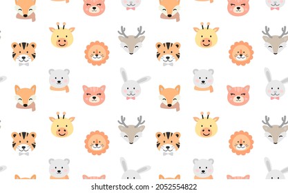 Cartoon cute animals for baby seamless pattern.