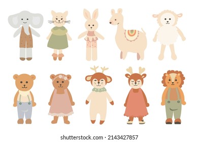 Cartoon cute animals for children's greeting cards and invitations. Vector illustration