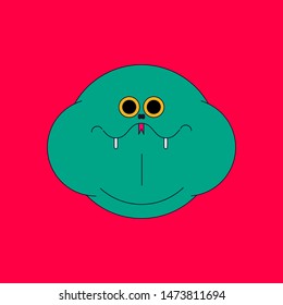 Cartoon cute animal.Vector illustration and character design on circle.