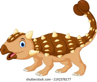 Cartoon cute Ankylosaurus isolated on white background