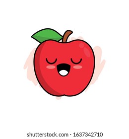 Cartoon of Cute Apple Character Design, Apple Icon Illustration Template Vector