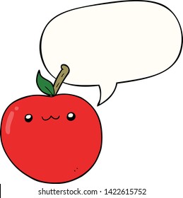 cartoon cute apple with speech bubble