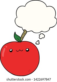 cartoon cute apple with thought bubble