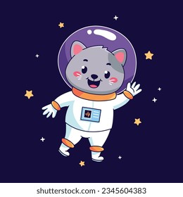Cartoon-süßer Astronautenkatzvektor