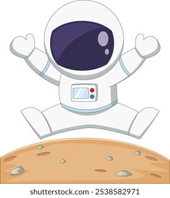cartoon cute astronaut jumping on white background