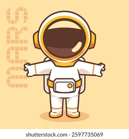 Cartoon cute astronaut mars theme vector illustration