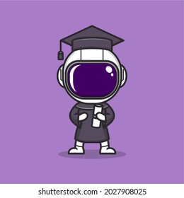 cartoon cute astronaut in school graduation gown. vector illustration for mascot logo or sticker