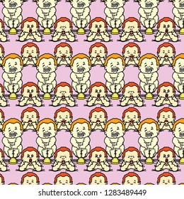 Cartoon of cute babies seamless background pattern. Vector illustration. 