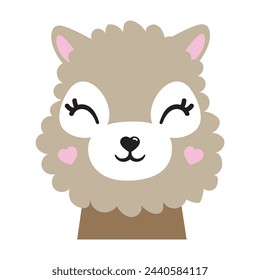 Cartoon cute baby animal for baby cards, baby shower invitation, print, poster. Vector illustration. For printing on fabric, postcard, wrapping paper. Llama, alpaca, lama