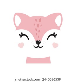 Cartoon cute baby animal for baby cards, baby shower invitation, print, poster. Vector illustration. For printing on fabric, postcard, wrapping paper. Cat, kitten