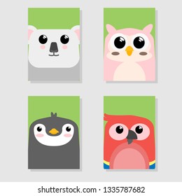 CARTOON CUTE BABY ANIMAL ICON SET CARD