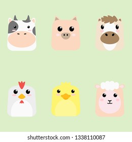 Cute Set Cartoon Animals Stickers Vector Stock Vector (Royalty Free ...