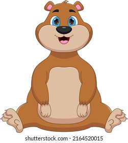 cartoon cute baby bear on white background