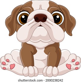 Cartoon cute baby bulldog sitting