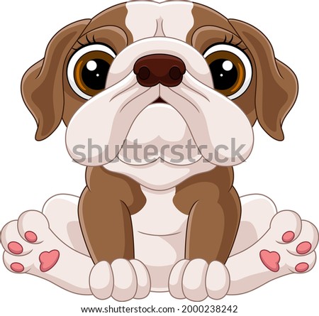 Cartoon cute baby bulldog sitting